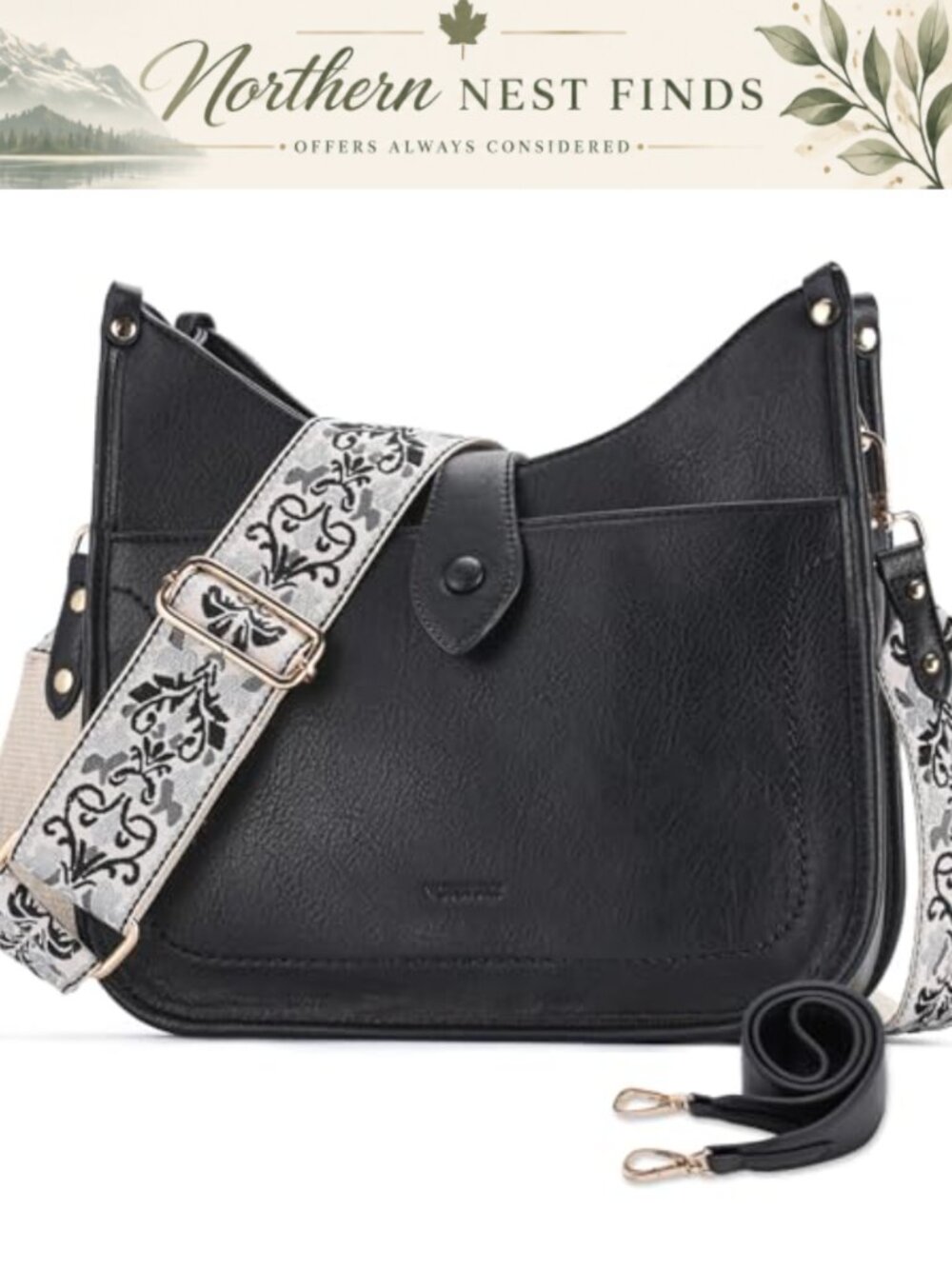 Vegan Leather Crossbody Bag with Guitar Strap